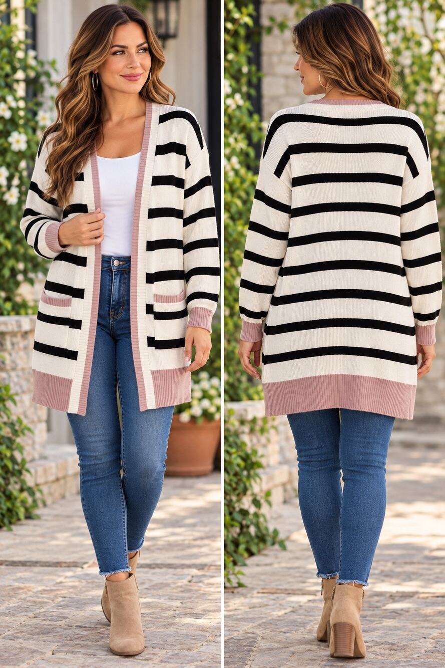 Flat White Anthropologie Open Front Knit Cardigan Sweater Sz Large NWT MSRP: $88